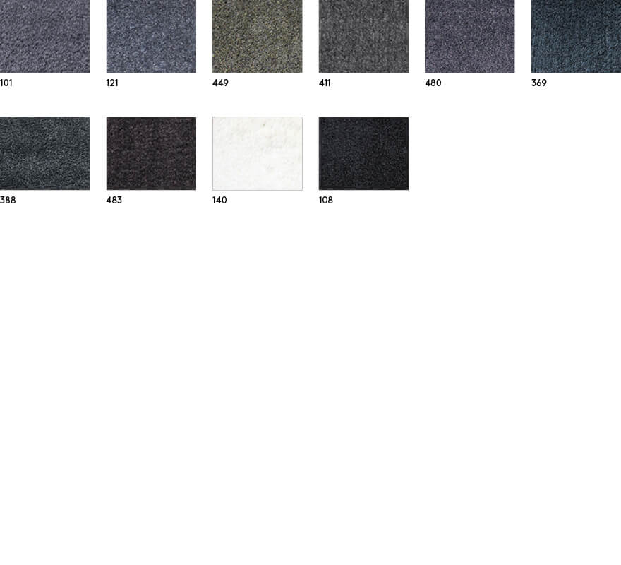 Design Print™ custom logo mats color swatches in gray, white and black colorways